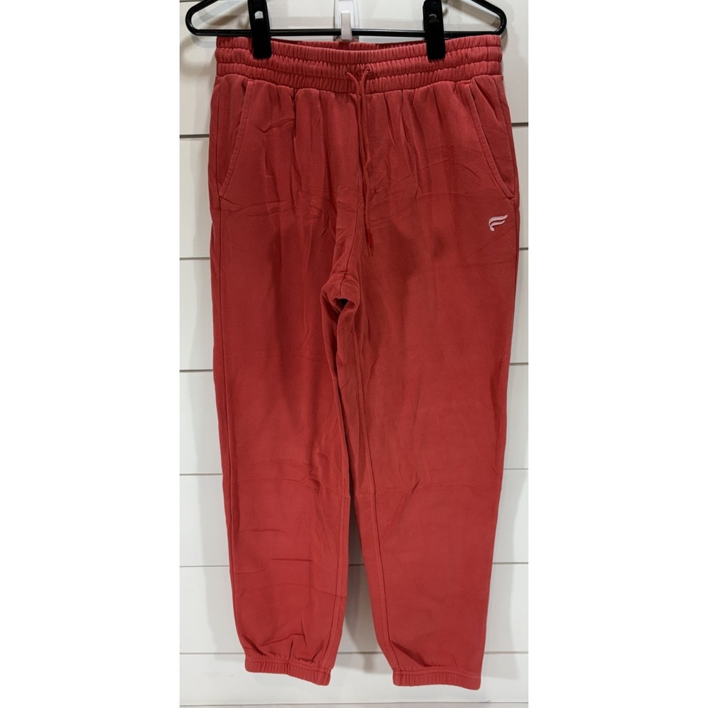Fabletics Womens Red Sweatpants Joggers Size Small S Embroidered Logo Drawstring